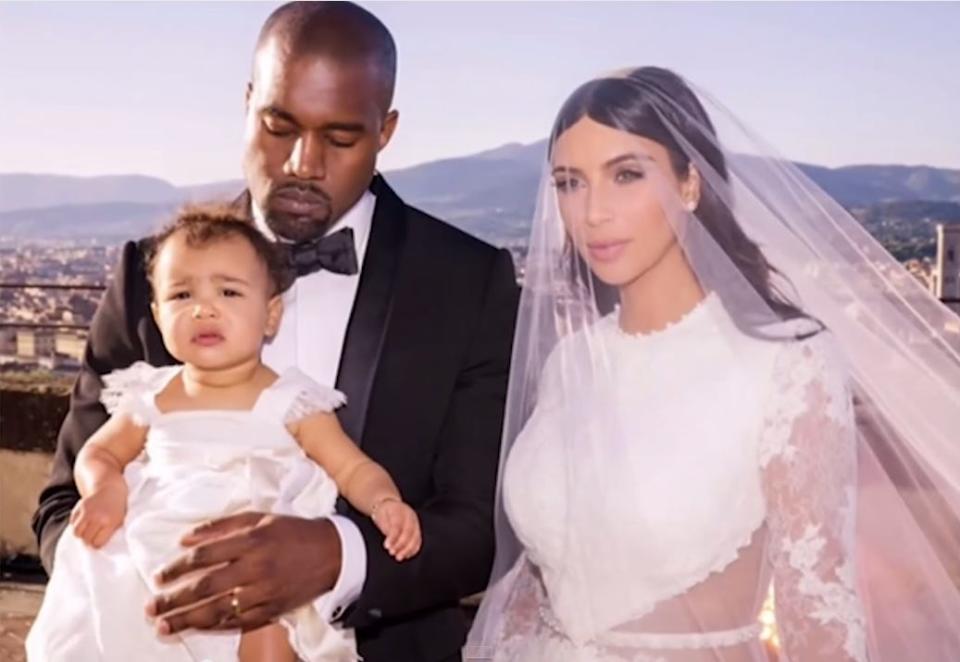 Kim Kardashian Kanye West wedding with North West