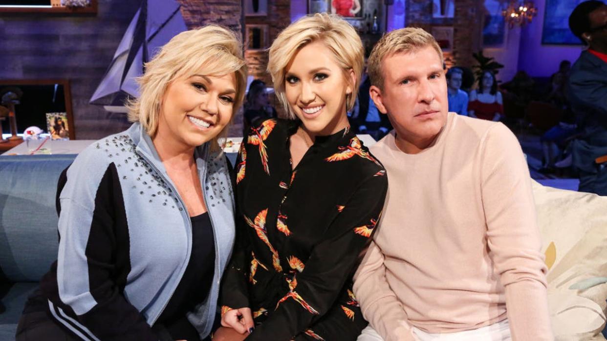 <div>Julie Chrisley, Savannah Chrisley, Todd Chrisley on set at 'Hollywood Game Night' (Photo by: Vivian Zink/NBC/NBCU Photo Bank via Getty Images)</div>