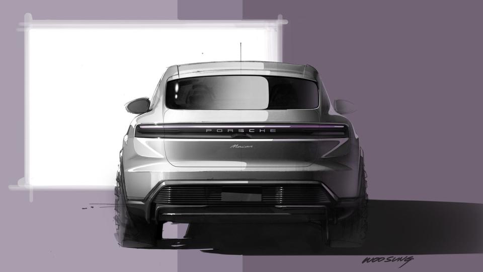 porsche macan ev design sketch rear view