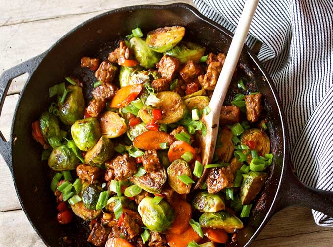 Brussels Sprouts and Tempeh Stir-Fry