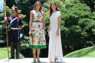 <p>This floral Gucci frock brought a ray of spring color to the fall day as Melania accompanied the partners of various G20 Summit leaders to a tour of a museum in Argentina in November 2018.</p>