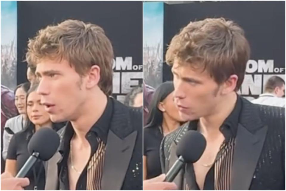 ‘Kingdom of the Planet of the Apes’ actor Owen Teague trying to understand mumbling interviewer (TikTok via Easton Simpson)