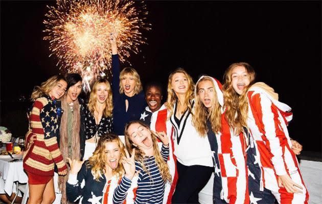 Taylor and her famous friends on the July 4 weekend. Source: Instagram