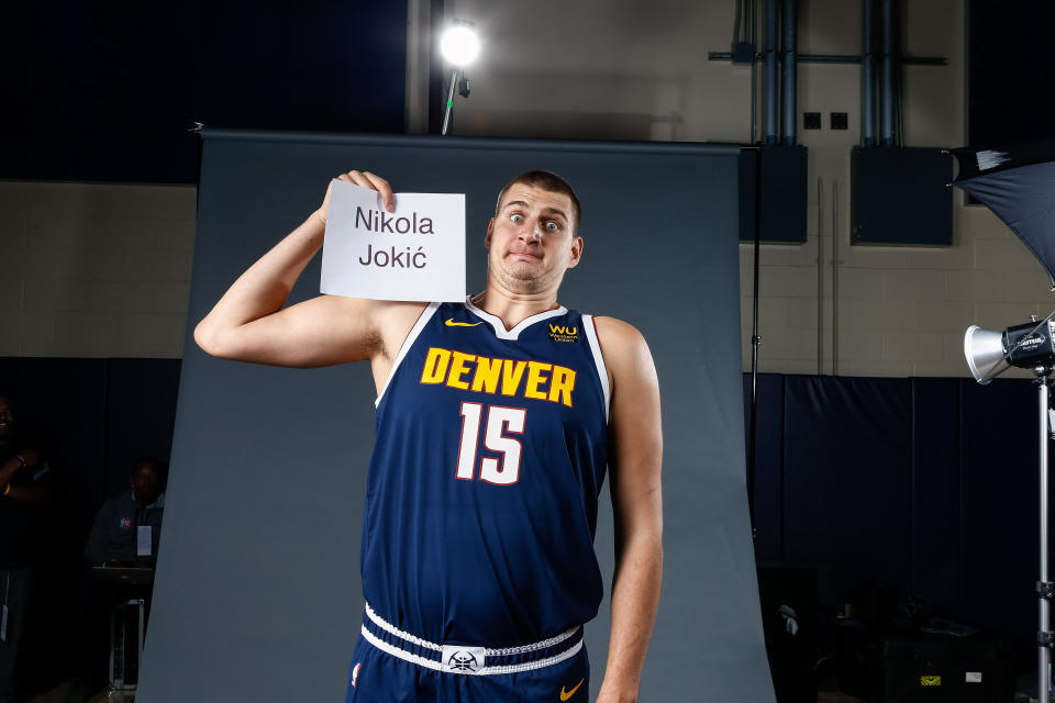 "Yeah, I totally lost 20 pounds this summer." — Nikola Jokic, sucking in his stomach, presumably