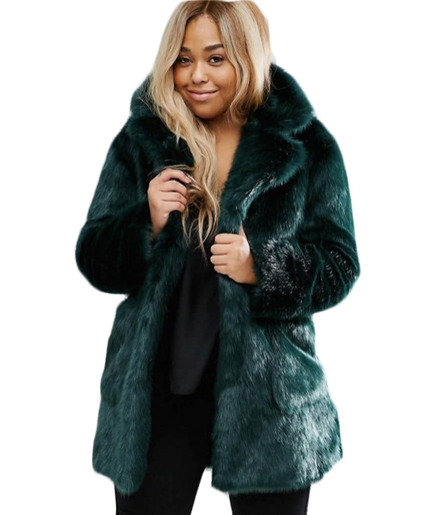 ASOS Curve in Green Plush Faux Fur