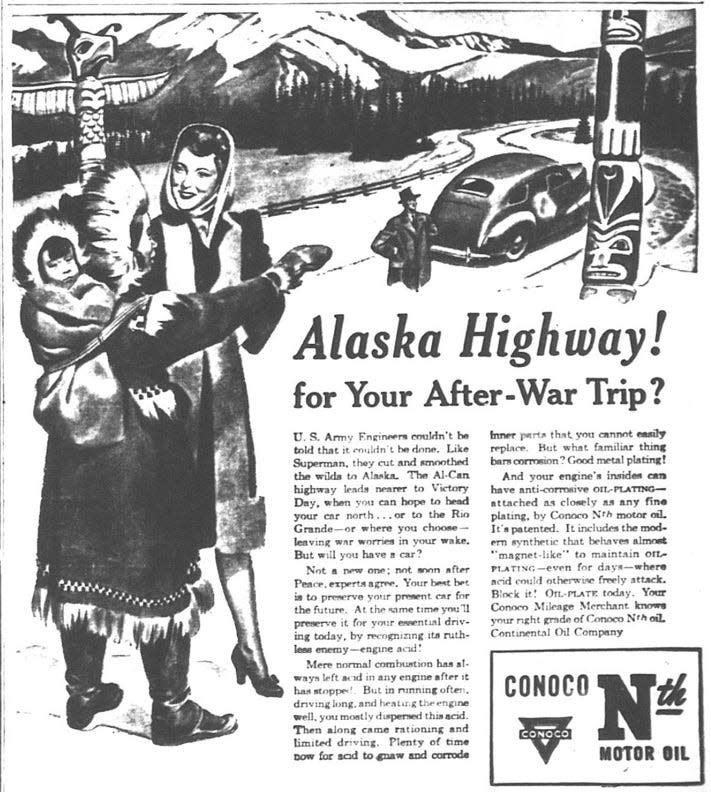 The Alaskan highway was one of the most ambitious construction projects in the early period of the war and involved thousands of civilian workers from both the U.S. and Canada.