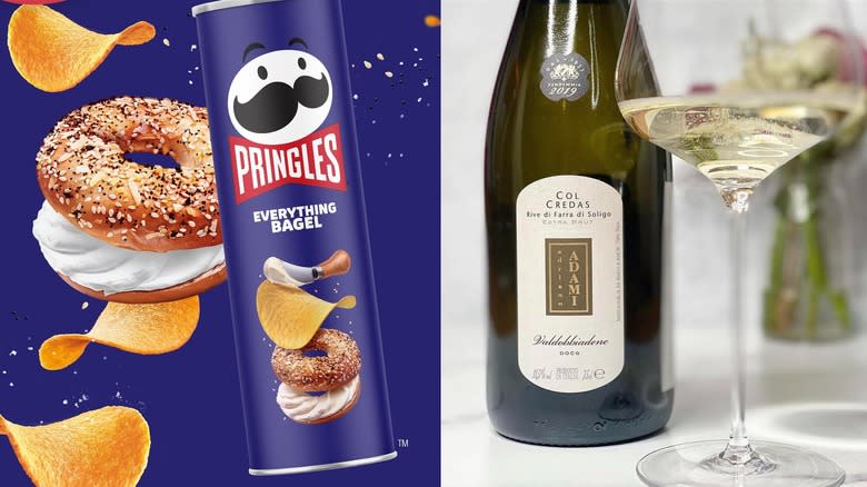 everything bagel Pringles with Prosecco