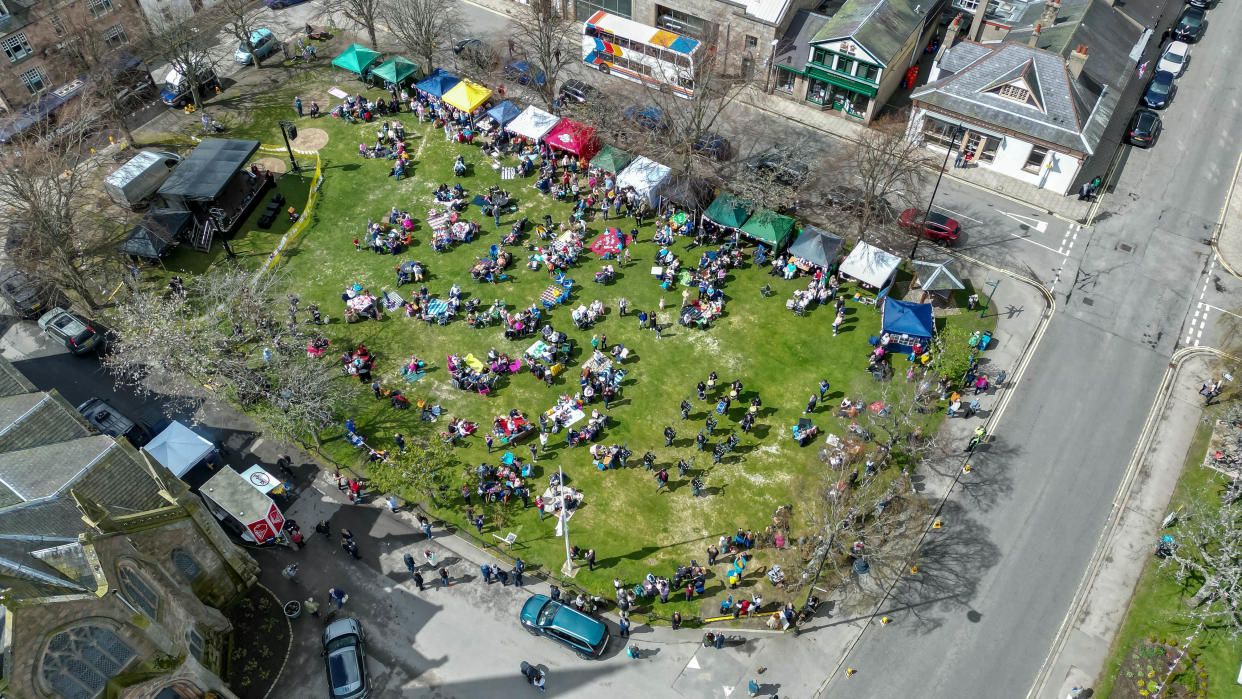 Drone shot of the Ballater Coronation Big Lunch (Michal Wachucik/Abermedia/Eden Project)