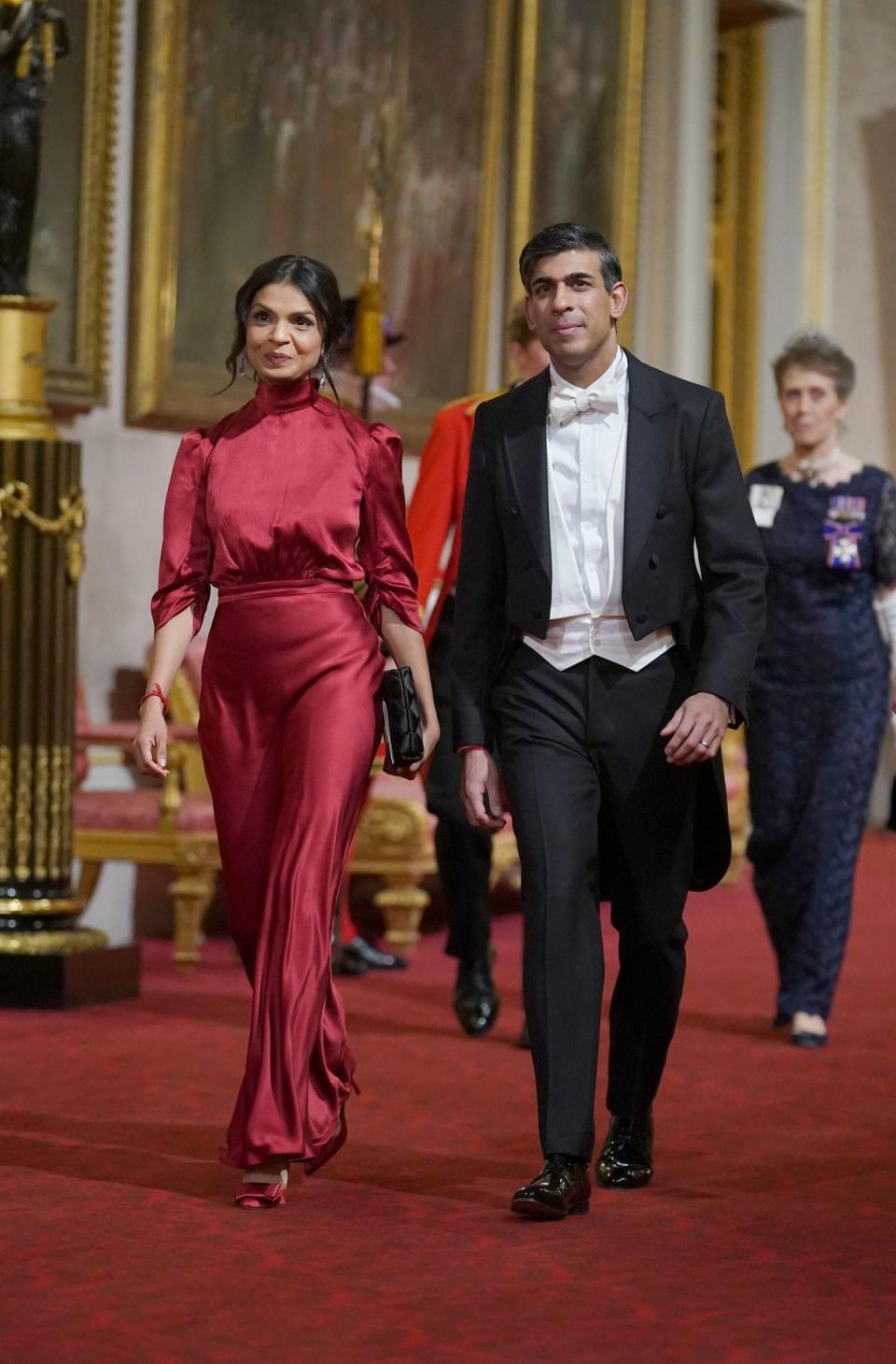 Rishi Sunak and wife Akshata Murty attend the State Banquet at Buckingham Palace (Getty Images)