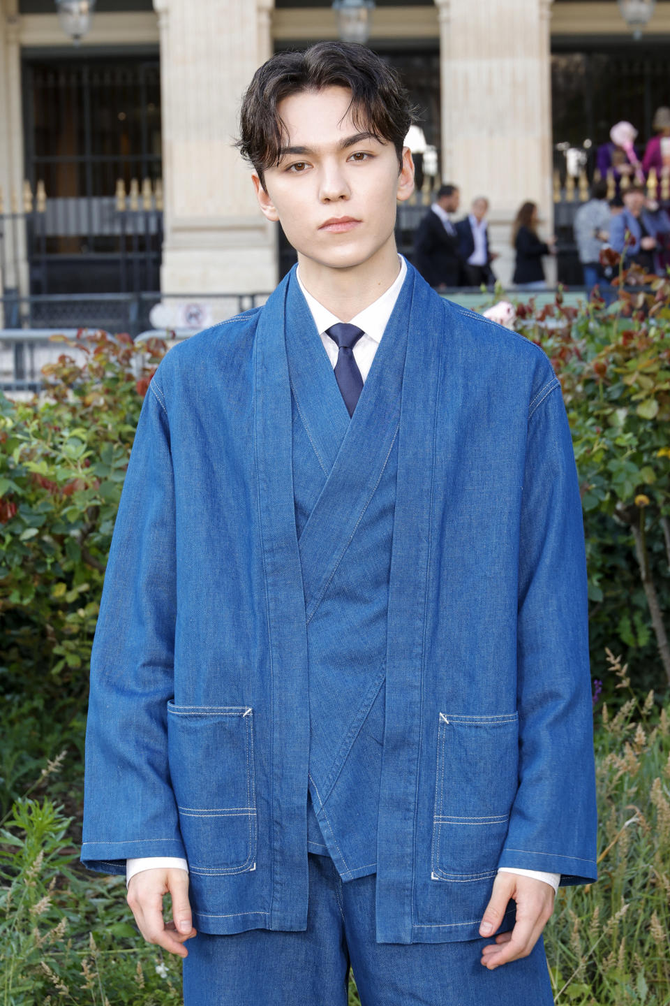 PARIS, FRANCE - JUNE 19: (EDITORIAL USE ONLY - For Non-Editorial use please seek approval from Fashion House) Vernon attends the Kenzo Menswear Spring/Summer 2025 show as part of Paris Fashion Week on June 19, 2024 in Paris, France. (Photo by Julien M. Hekimian/Getty Images)