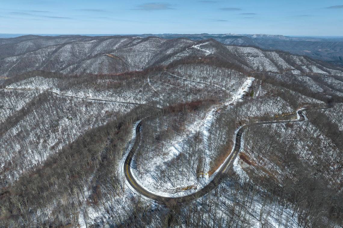 Black Mountain, in Harlan County, is the highest point in Kentucky, seen here on Friday, January 27, 2023.