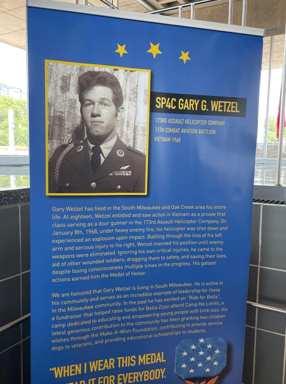 Gary Wetzel, a U.S. Army veteran who served in the Vietnam War, was awarded the Congressional Medal of Honor in 1968.