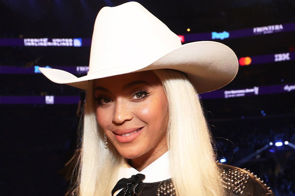 <p>Kevin Mazur/Getty</p> Beyoncé at the Grammy Awards in Los Angeles in February 2024