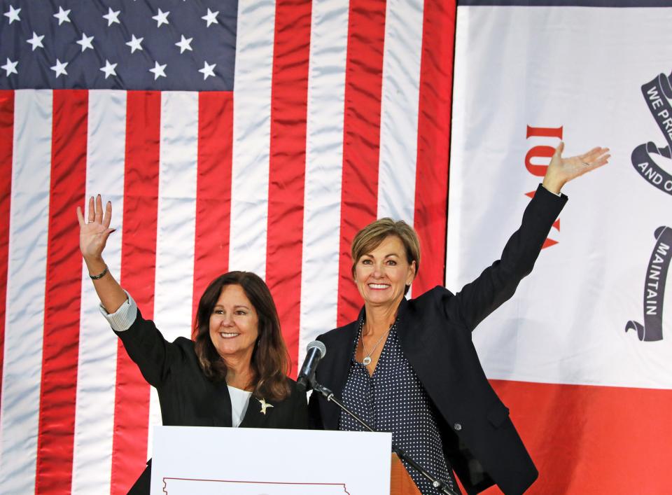 Second lady Karen Pence supports Iowa Gov. Kim Reynolds at a fundraiser for Reynolds Sept. 21 in Des Moines.