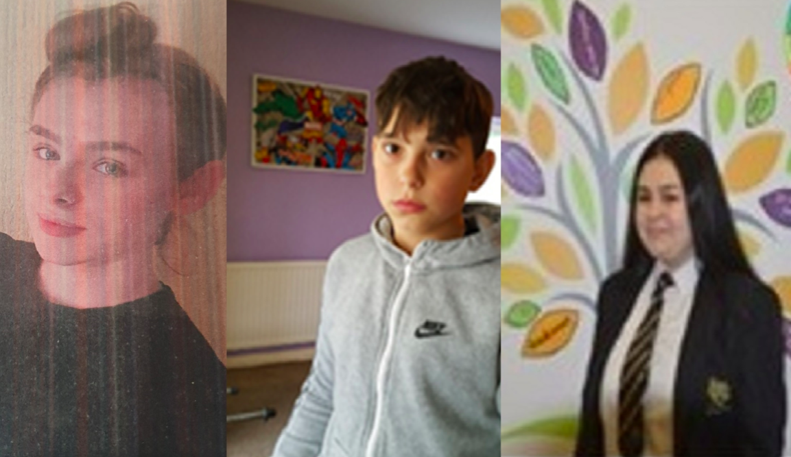 Leona Derbyshire (left), Matej Bulander (centre) and Allyx Queen (right) have been missing since Tuesday night. (Lancashire Police)