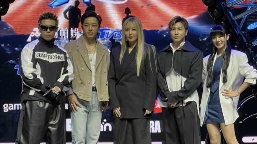 健志（左）、坤達、A-Lin、歐弟、木木現身《原子少年２》首錄記者會。（蕭芳淇攝）