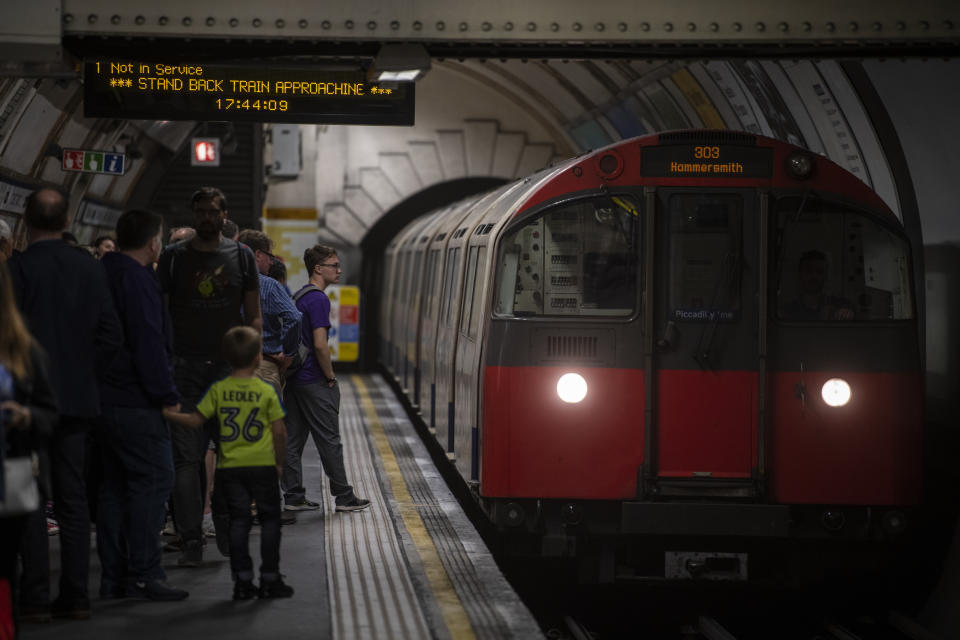 A Train belonging to London Underground pulling into a Tube Station in London, United Kingdom. 26 May 2019. (Photo by Vernon Yuen/NurPhoto via Getty Images)