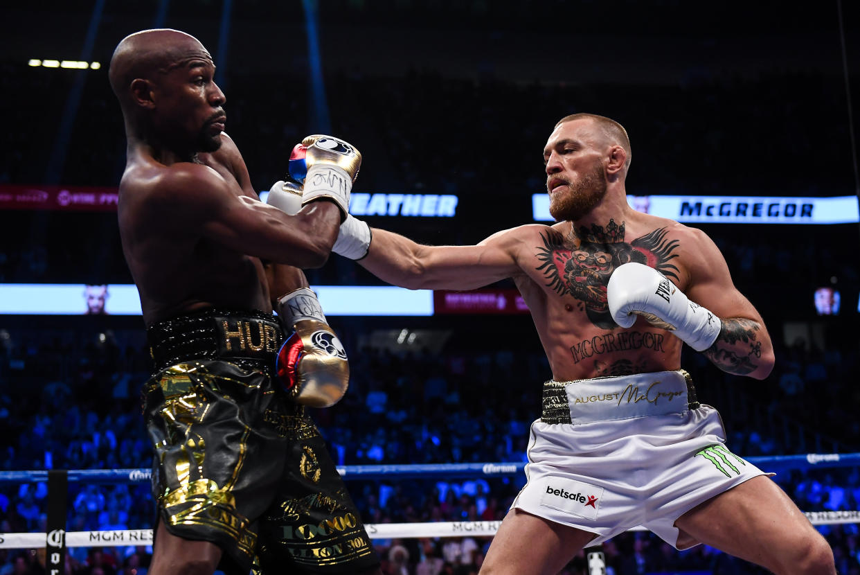 Floyd Mayweather and Conor McGregor first fought in 2017. (Photo By Stephen McCarthy/Sportsfile via Getty Images)