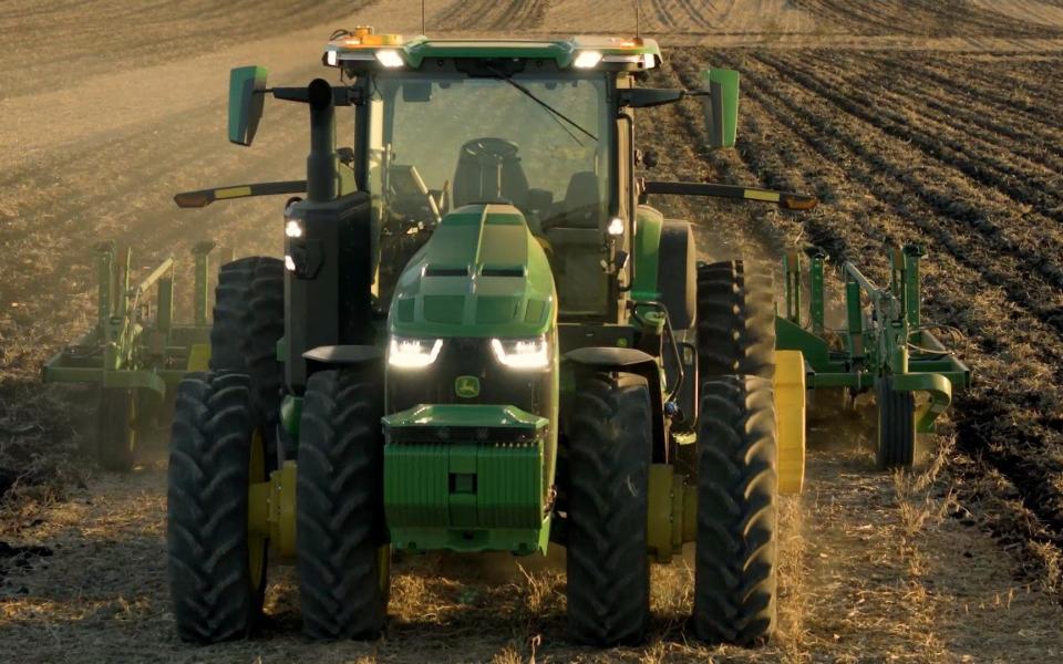 The John Deere autonomous tractor in action