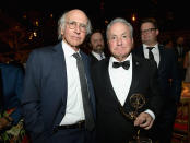 <p>Larry David and Lorne Michaels at HBO’s Post Emmy Awards Reception at the Plaza at the Pacific Design Center. (Photo: Matt Winkelmeyer/Getty Images) </p>
