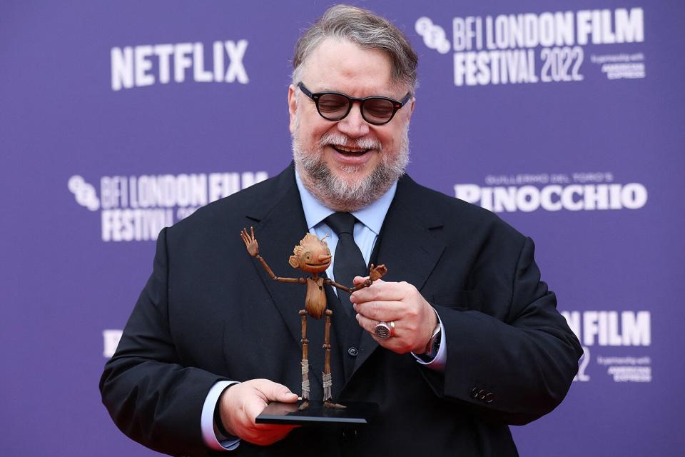 Mexican film director Guillermo del Toro poses on the red carpet on arrival to attend the World Premiere of "Pinocchio", during the 2022 BFI London Film Festival in London on October 15, 2022.