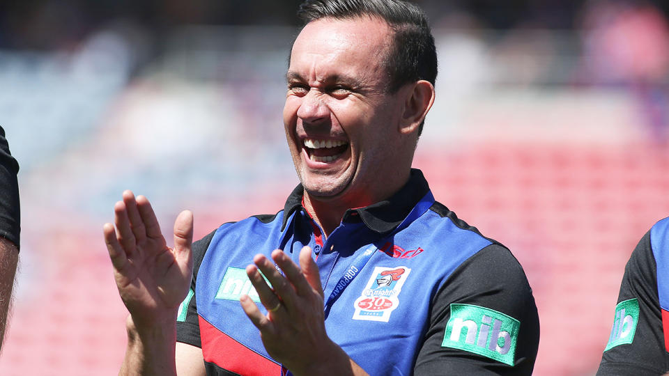 Matthew Johns, pictured here at a Newcastle Knights game in 2017.