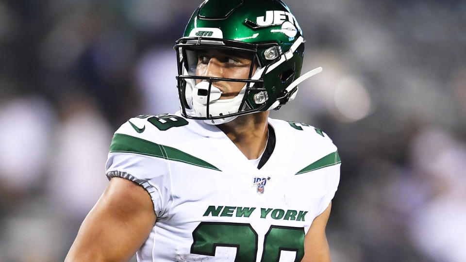 Valentine Holmes, pictured here during a preseason game for the New York Jets.