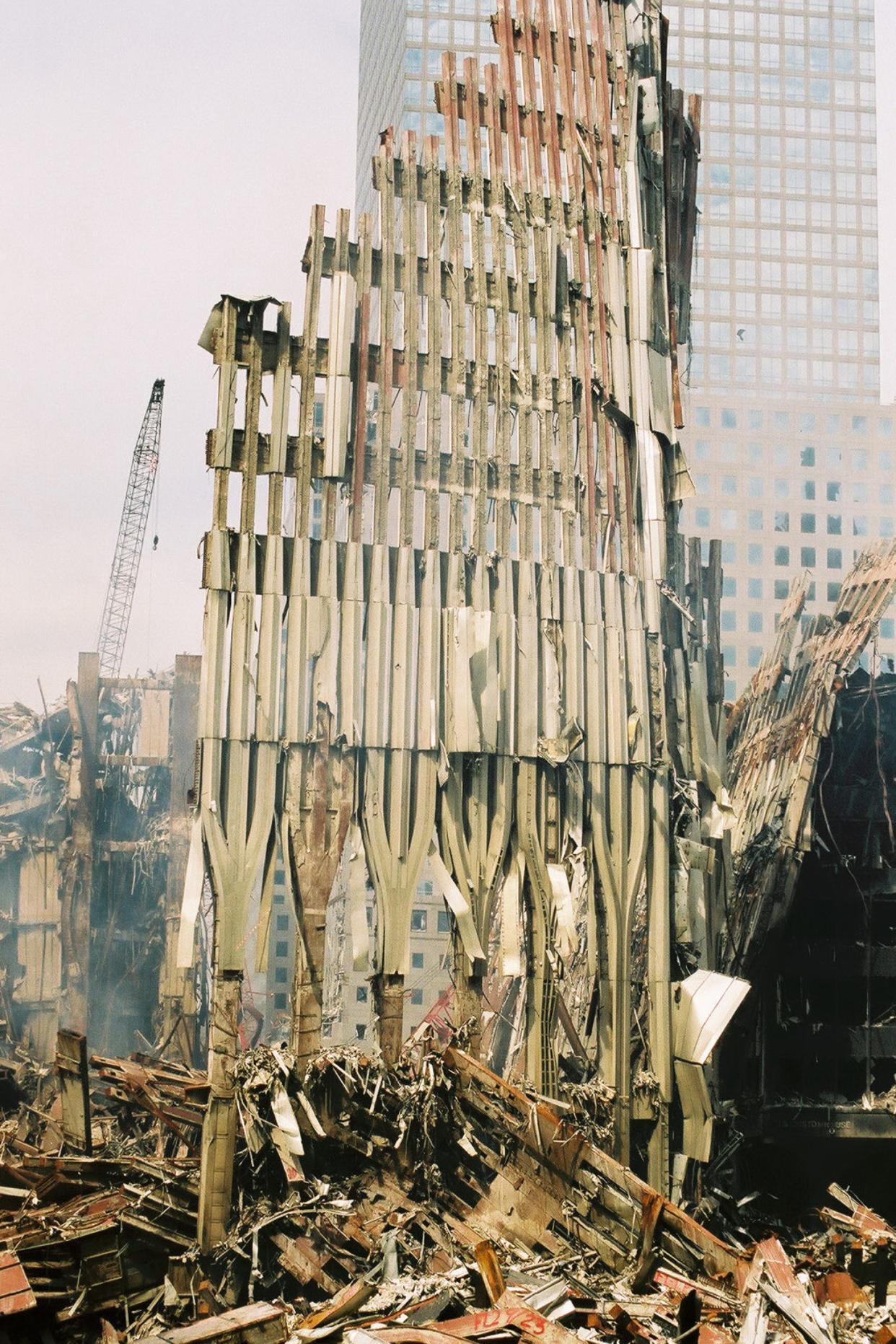 Wreckage from World Trade Center at ground zero on September 11, 2001. (Photo Credit: FEMA)