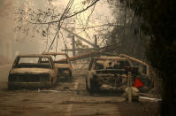 <p>Wildfires ripping through North and South California have lead to dozens of death and over 200 missing. Left behind are remnants of homes, cars, and creatures left to race the speed of the flames.<br>(Photos by Justin Sullivan/Getty Images) </p>