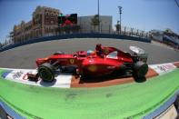 Ferrari's Spanish driver Fernando Alonso drives at the Valencia Street Circuit in Valencia during the European Formula One Grand Prix