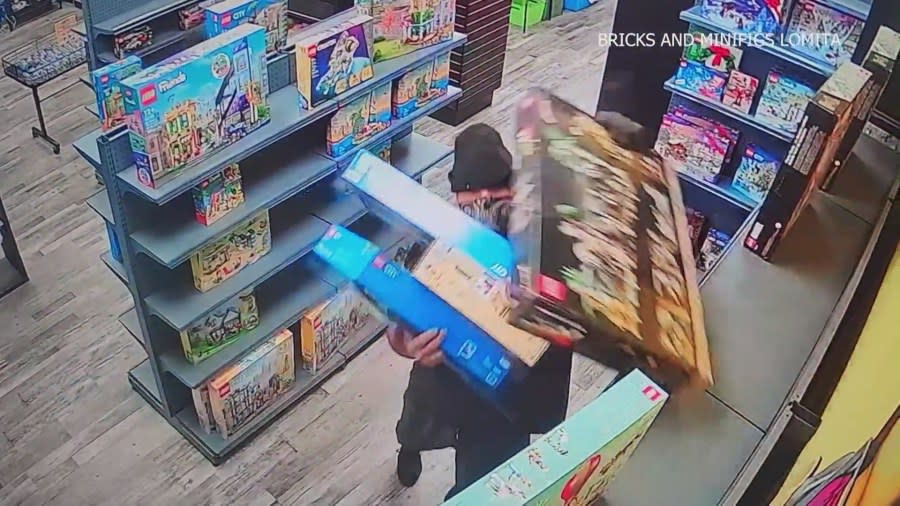 A Bricks & MiniFigs store in Lomita was burglarized on June 18, 2024. Security footage from the store captured the break-in.