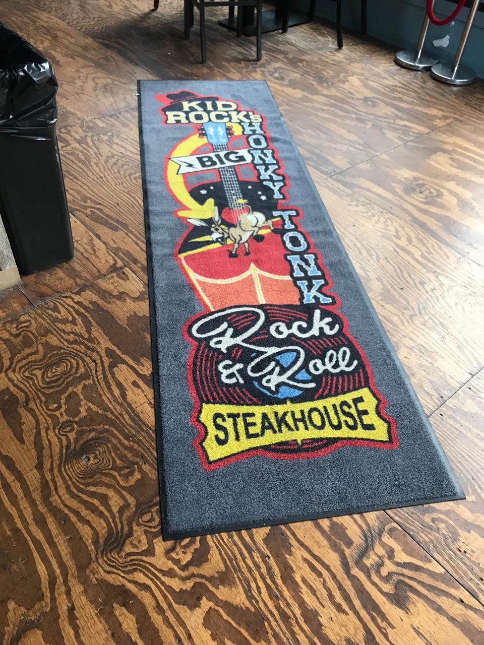 This rug, that shows what the main future sign will look like outside, sits in the recently opened Lower Broadway bar, Kid Rock's Big Ass Honky Tonk Rock N' Roll Steakhouse, in Nashville on Jan. 4, 2019.