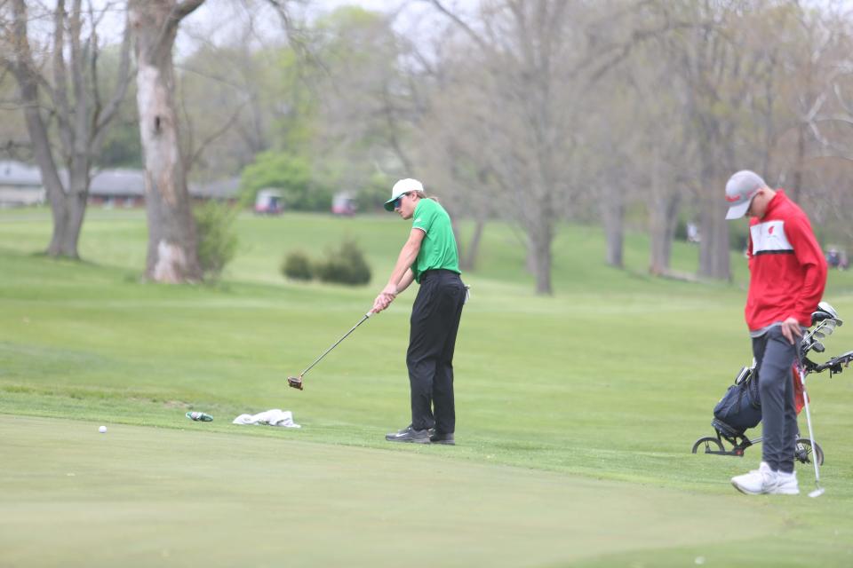 Yorktown boys golf freshman Christian Groves placed second at the 2022 Delaware County tournament at Elks Country Club on Saturday, April 30, 2022.