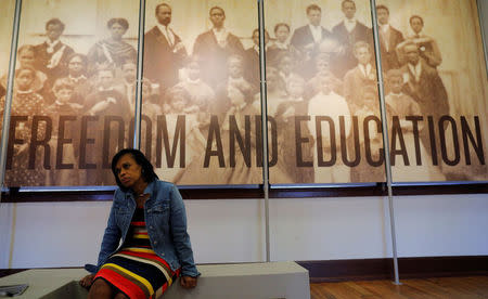 Andrea Douglas, director of the Heritage Center at the Jefferson School, speaks to Reuters, ahead the one-year anniversary of the fatal white-nationalist rally, in Charlottesville, Virginia, U.S., August 1, 2018. REUTERS/Brian Snyder