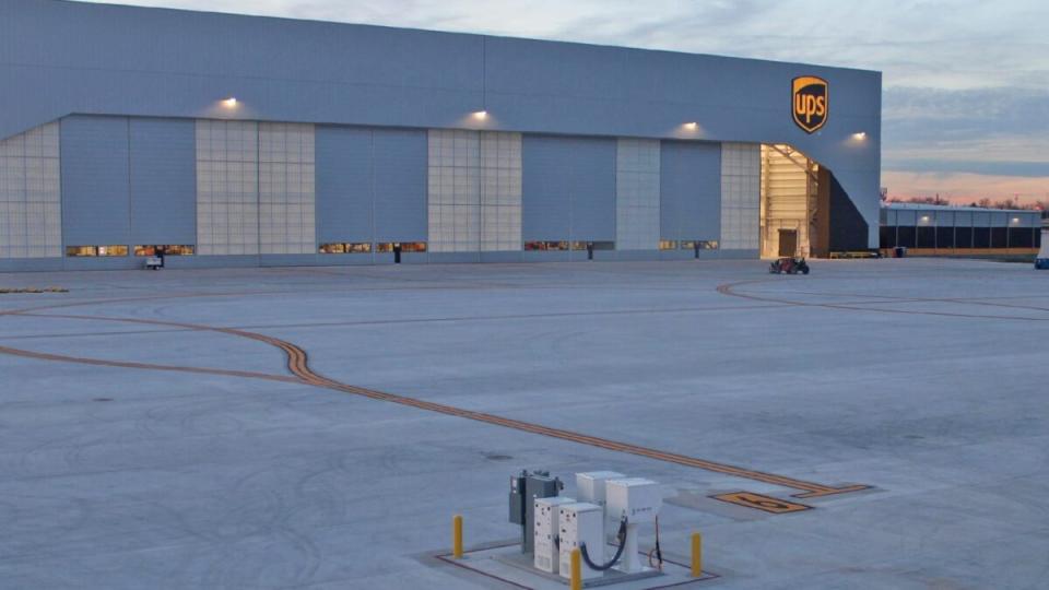 A new maintenance hangar at the UPS Worldport air hub is undergoing final fitting and will start servicing aircraft in April. (Photo: UPS)