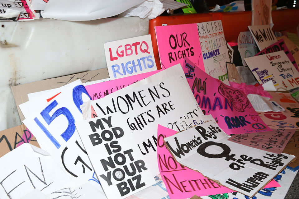 Discarded protest signs from the Women’s March in NYC