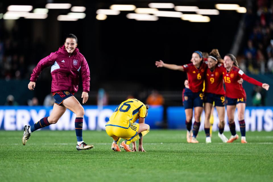 Auckland, New Zealand. August 15, 2023,  Filippa Angeldahl of, Sweden. , . looks dejected after the FIFA Women's World Cup semifinal between Spain and Sweden on August 15, 2023 in Auckland, New Zealand. Photo: Mathias Bergeld/BILDBYRÅN/kod MB/MB0694/Sipa USA Credit: Sipa US/Alamy Live News