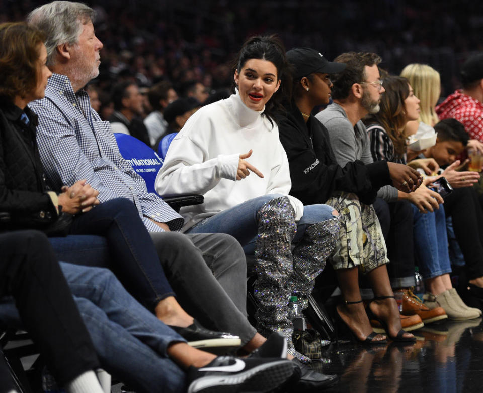 The model demonstrated how to rock sports-luxe in one sartorial swoop. (Photo: Getty Images)