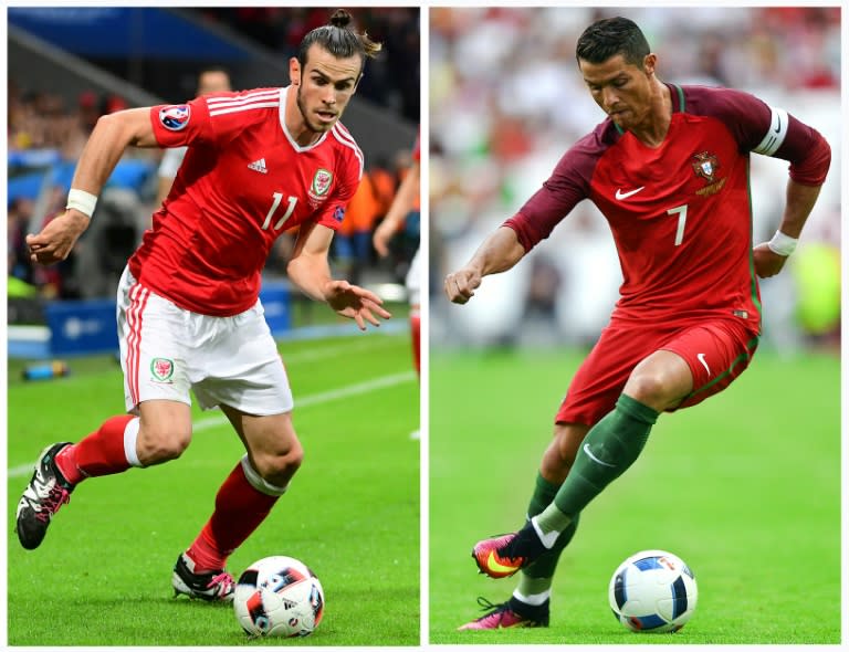 Real Madrid teammates Gareth Bale (L) and Cristiano Ronaldo have both been named on the 2016 Ballon D'Or longlist