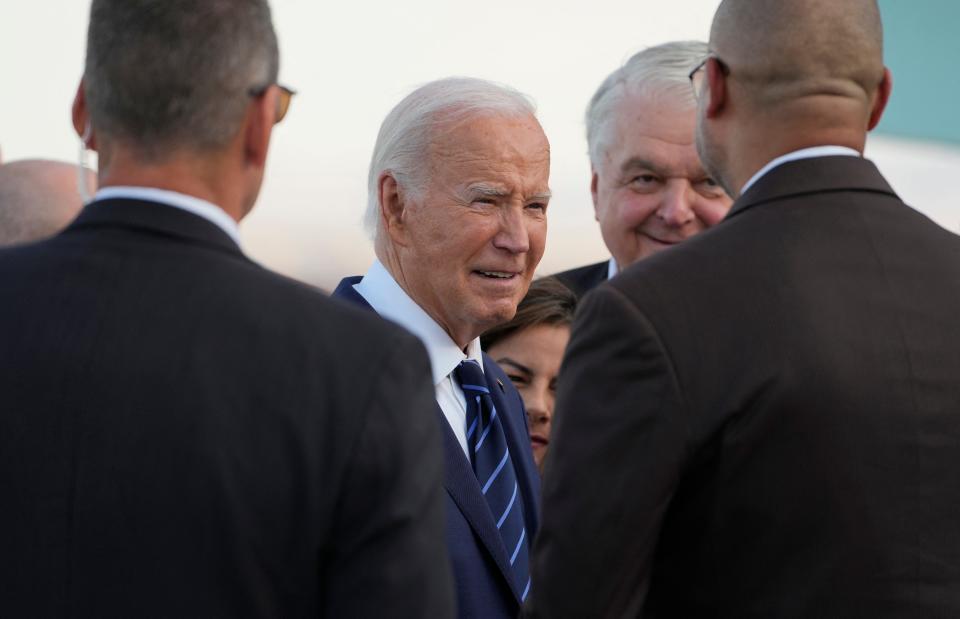 President Joe Biden arrives in Las Vegas on July 15, 2024.