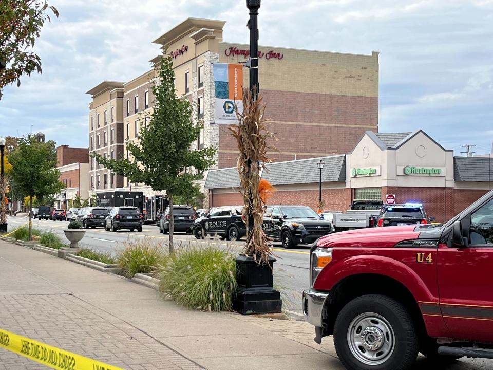 A photo from the scene shows police outside the hotel.  / Credit: Kila Peeples-Hudson