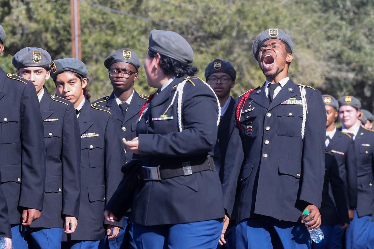 The Groves High School Army JROTC keeps in step as during the annual Savannah MLK Day Parade on Monday, January 15, 2024.