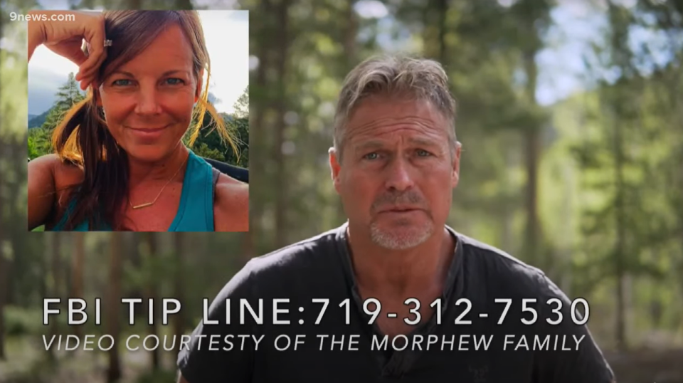 Barry Morphew in a video seeking information on his missing wife Suzanne Morphew (YouTube @9news.com)