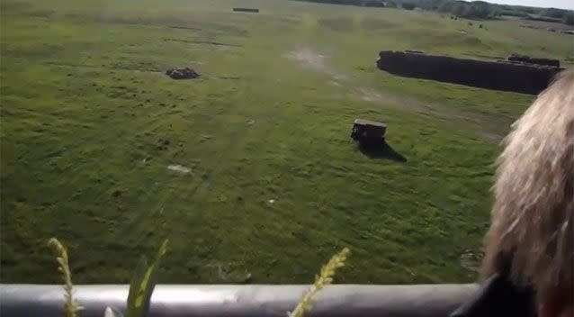 The hot air balloon reportedly landed in a farmer's field. Source: Storyful