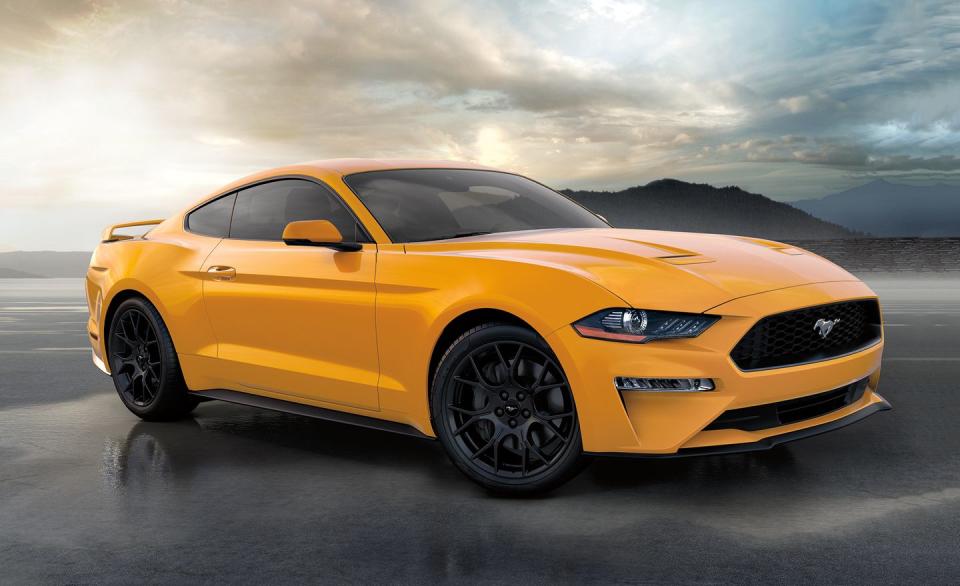 <p>Last year, the 5.0-liter V-8-powered Mustang GT earned a spot on our 10Best list, unfortunately it has a base price of more than $30,000. Don't fret, muscle-car shoppers. In base form with turbocharged four-cylinder power, Ford's rear-wheel-drive pony car is still a serious performer, with neck-snapping acceleration and nimble handling. Packing 310 horsepower and 350 pound-feet of torque from just 2.3 liters, the base Mustang grabbed a spot on our Editors' Choice list delivering big-time smiles per mile, especially with its available six-speed manual transmission. A 10-speed automatic is also an option. Things get even better when you spring for the performance package that adds sportier suspension, sticky tires, a Torsen rear differential, and bigger brakes to its spec sheet.</p>