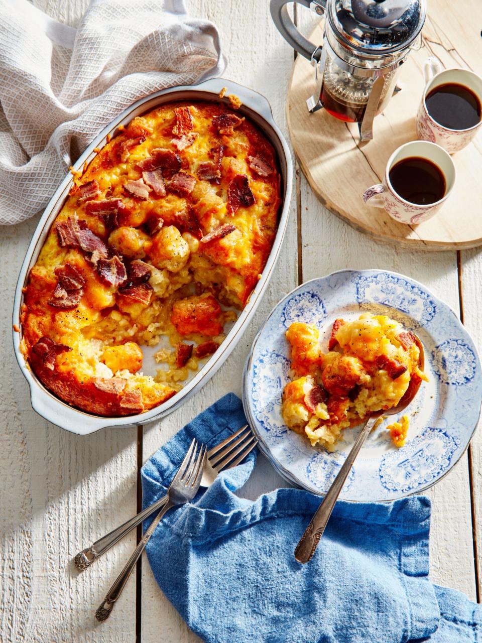 <p><strong>Recipe: </strong><a href="https://www.southernliving.com/recipes/tater-tot-breakfast-bake-recipe" rel="nofollow noopener" target="_blank" data-ylk="slk:Tater Tot Breakfast Bake;elm:context_link;itc:0;sec:content-canvas" class="link "><strong>Tater Tot Breakfast Bake</strong></a></p> <p>If there’s one thing our readers can appreciate, it’s an easy, make-ahead recipe. This simple breakfast casserole starts with store-bought ingredients and can be prepped the night before you serve it, whether you need a main dish for Christmas brunch or something to go with your Saturday morning coffee.</p>