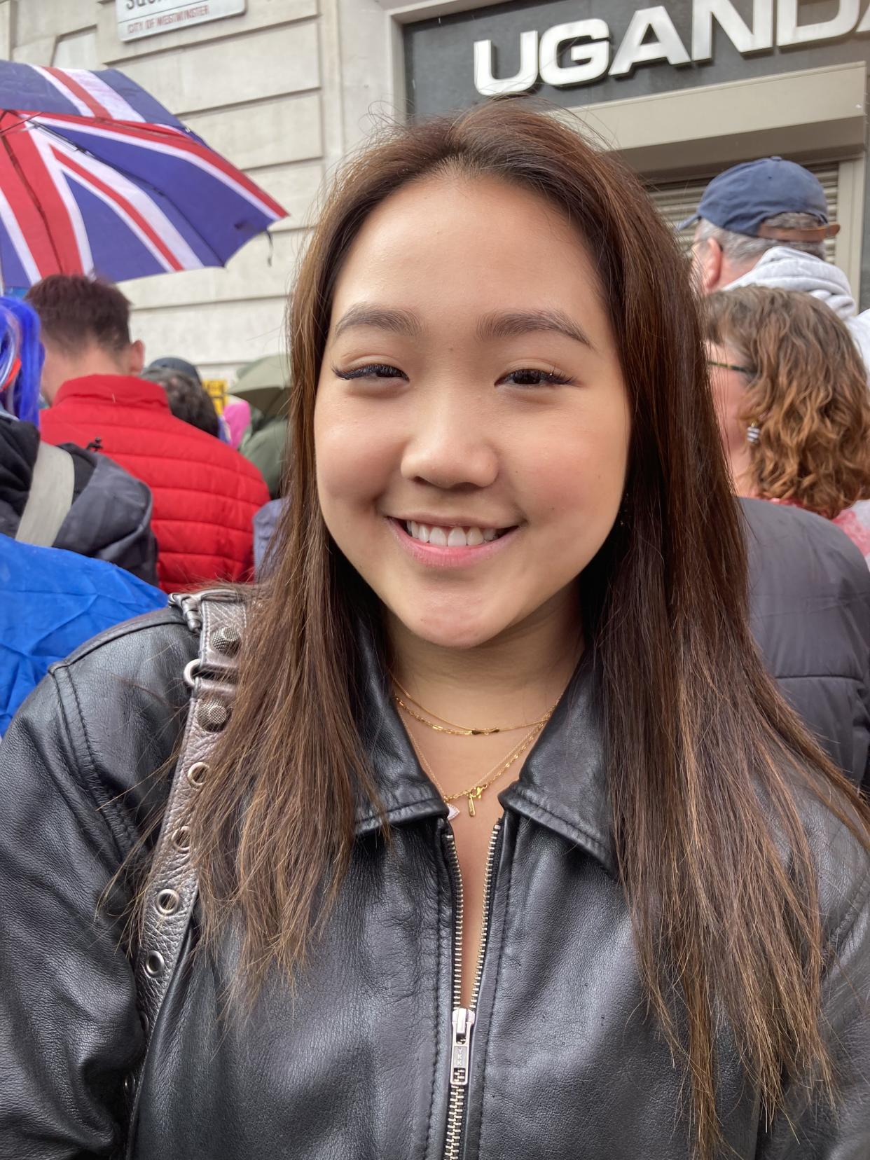 Erika Yip, from Hong Kong, is studying in Oxford. She is 'neutral' on the royals, but got up at 4.30am to witness the coronation. (Yahoo Life UK)