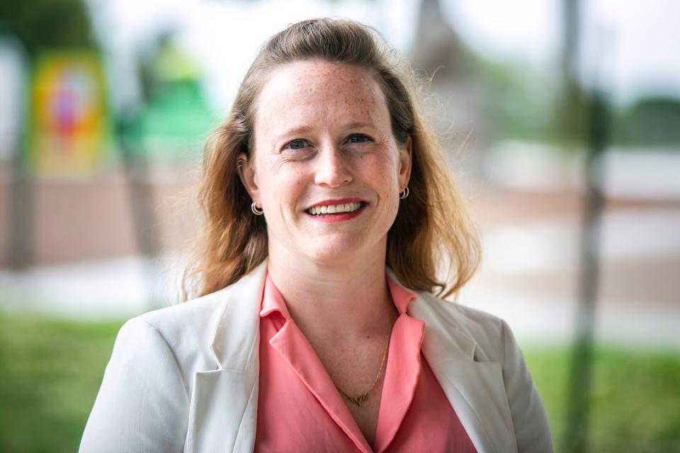 Elinor Levin poses Wednesday after winning the Democratic primary for Iowa House District 89 in Iowa City.