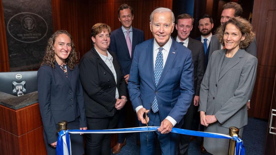 PHOTO: President Joe Biden attends a ribbon cutting for the renovated White House Situation Room, on Sept. 5, 2023, in the West Wing of the White House. (Adam Schultz/White House)