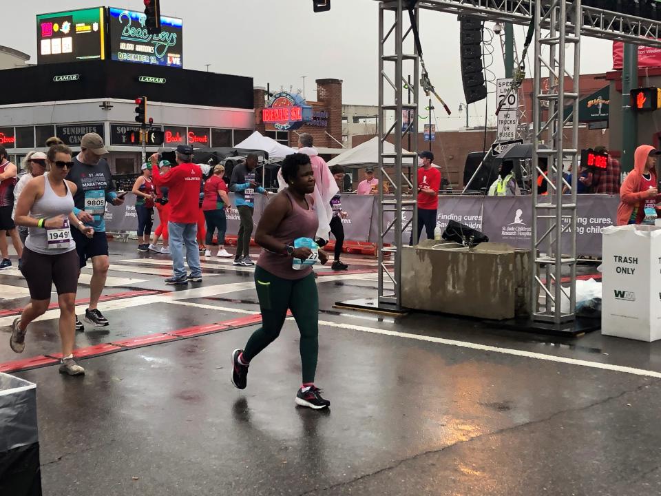 Jessica Hooke, a St. Jude Hero and member of the National Black Marathoners Association, starts the St. Jude Memphis Marathon Saturday December 4, 2021.